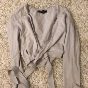 Long sleeve wrap around crop top, V neck